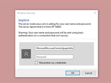 windows security asking for password